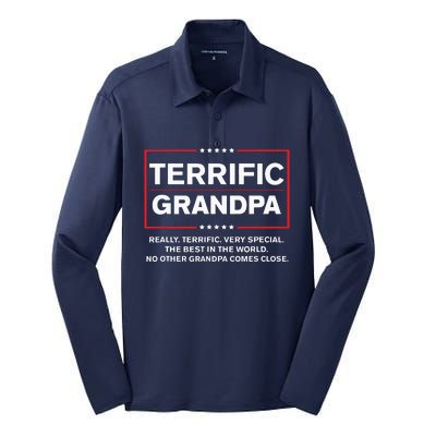 Terrific Grandpa Funny Donald Trump Campaign Style Silk Touch Performance Long Sleeve Polo