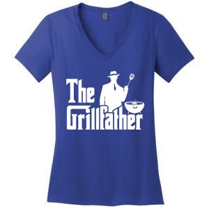 The Grillfather Funny Bbq Design For Dads Gift Women's V-Neck T-Shirt