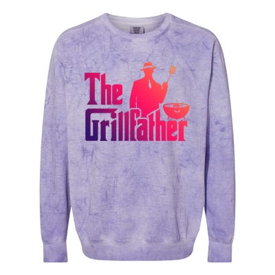 The Grillfather Funny Bbq Design For Dads Funny Gift Colorblast Crewneck Sweatshirt