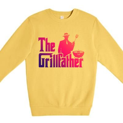 The Grillfather Funny Bbq Design For Dads Funny Gift Premium Crewneck Sweatshirt