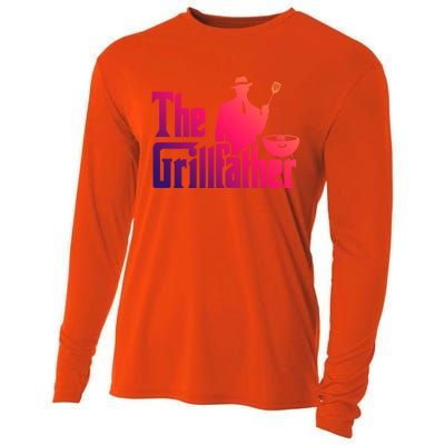 The Grillfather Funny Bbq Design For Dads Funny Gift Cooling Performance Long Sleeve Crew