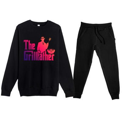 The Grillfather Funny Bbq Design For Dads Funny Gift Premium Crewneck Sweatsuit Set