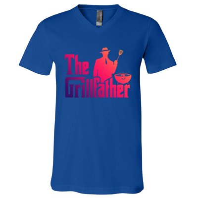 The Grillfather Funny Bbq Design For Dads Funny Gift V-Neck T-Shirt