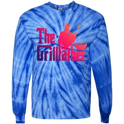 The Grillfather Funny Bbq Design For Dads Funny Gift Tie-Dye Long Sleeve Shirt