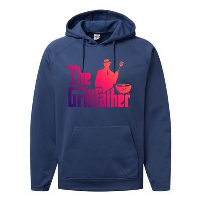 The Grillfather Funny Bbq Design For Dads Funny Gift Performance Fleece Hoodie