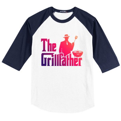 The Grillfather Funny Bbq Design For Dads Funny Gift Baseball Sleeve Shirt