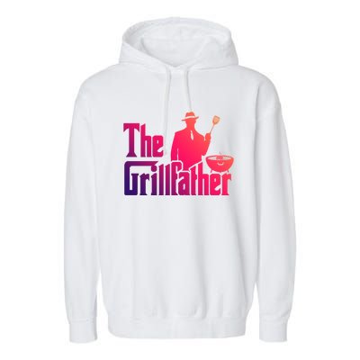 The Grillfather Funny Bbq Design For Dads Funny Gift Garment-Dyed Fleece Hoodie