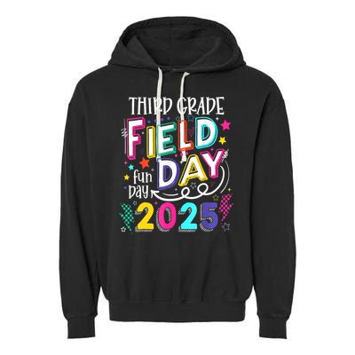 Third Grade Field Day Fun Day 2025 School Field Day Teacher Garment-Dyed Fleece Hoodie
