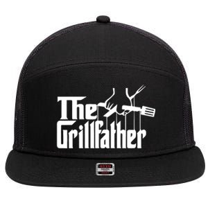 The Grillfather Funny Cool Bbq Grill Chef Gift 7 Panel Mesh Trucker Snapback Hat