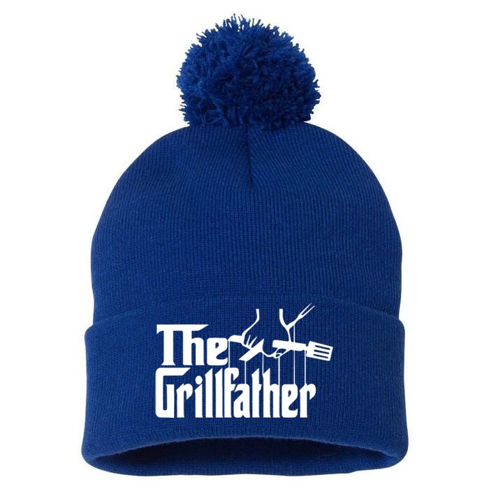 The Grillfather Funny Cool Bbq Grill Chef Gift Pom Pom 12in Knit Beanie