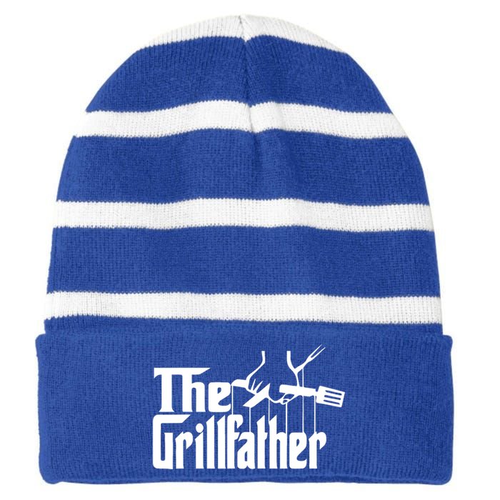 The Grillfather Funny Cool Bbq Grill Chef Gift Striped Beanie with Solid Band