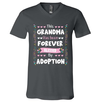 This Grandma Forever Blessed By Adoption Adopted Children V-Neck T-Shirt