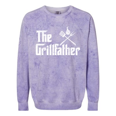 The Grillfather Funny Dad Bbq Gift Colorblast Crewneck Sweatshirt