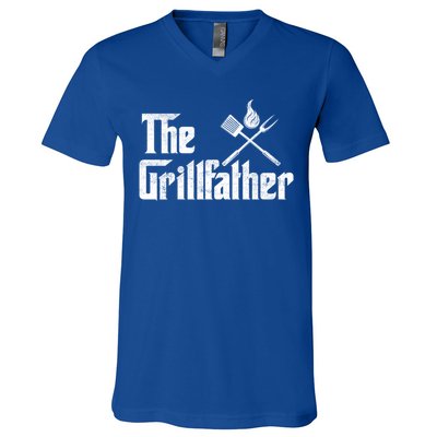 The Grillfather Funny Dad Bbq Gift V-Neck T-Shirt