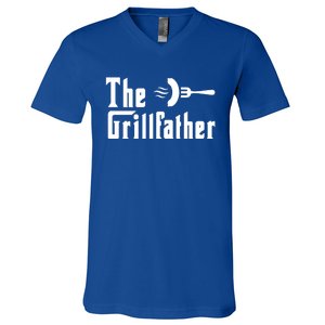 The Grillfather Funny Dad Grandpa Barbecue Grilling Gift V-Neck T-Shirt