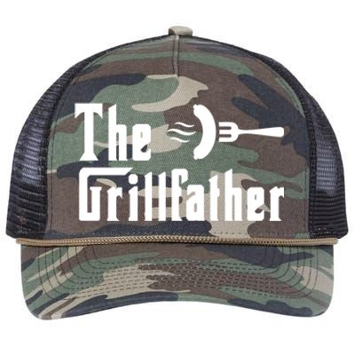 The Grillfather Funny Dad Grandpa Barbecue Grilling Gift Retro Rope Trucker Hat Cap