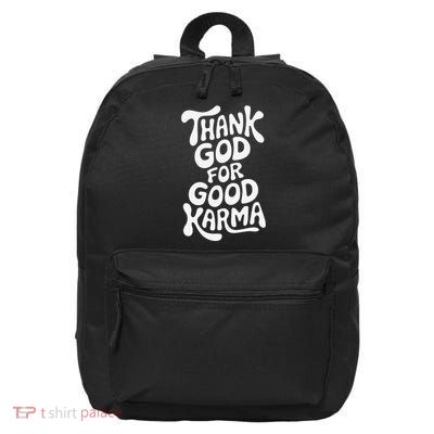 Thank God for Good Karma Retro Groovy Spiritual Design 16 in Basic Backpack