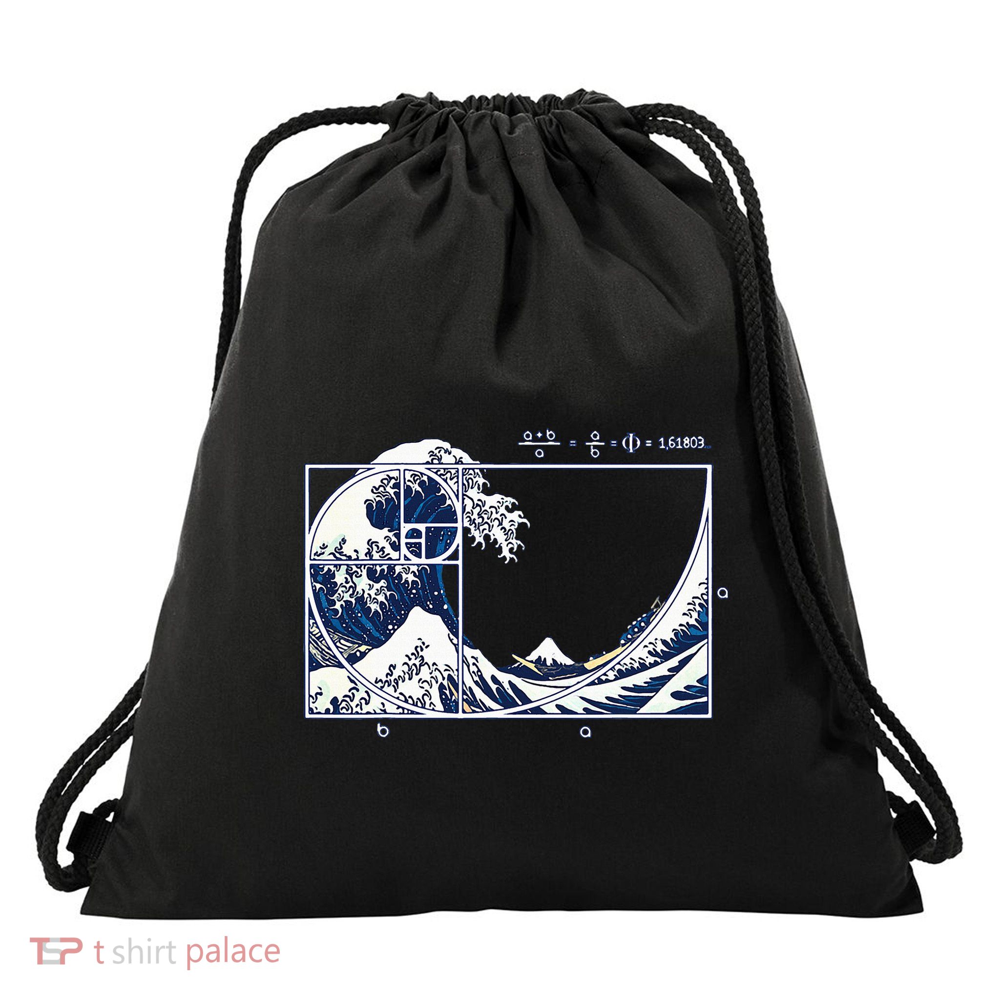 The Great Fibonaccis Waves Drawstring Bag