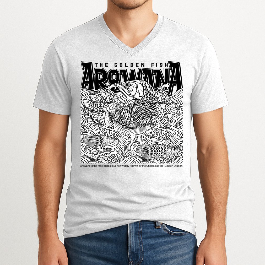 The Golden Fish Arowana V-Neck T-Shirt