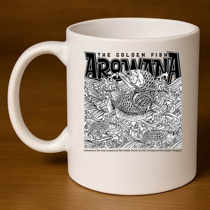 The Golden Fish Arowana 11oz C Handle Ceramic Mug