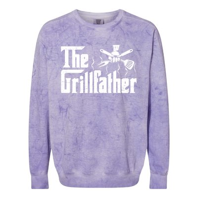 The Grillfather Funny Retro Barbecue Lover Bbq And Grilling Great Gift Colorblast Crewneck Sweatshirt