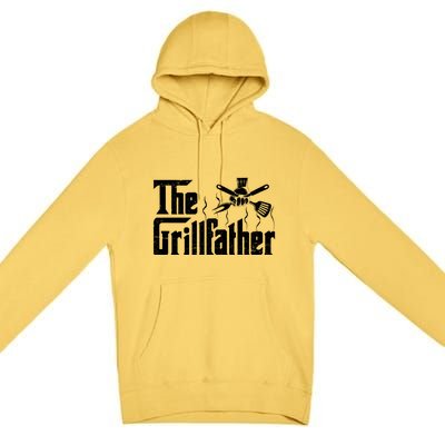 The Grillfather Funny Retro Barbecue Lover Bbq And Grilling Great Gift Premium Pullover Hoodie