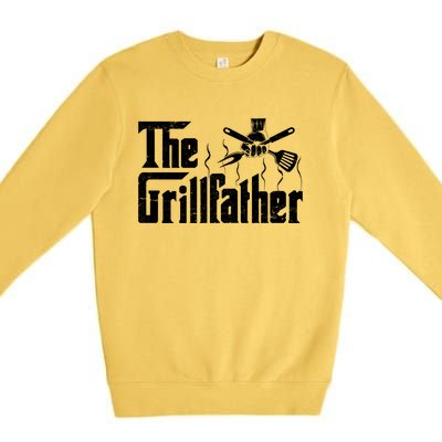 The Grillfather Funny Retro Barbecue Lover Bbq And Grilling Great Gift Premium Crewneck Sweatshirt