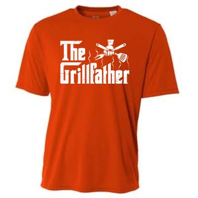 The Grillfather Funny Retro Barbecue Lover Bbq And Grilling Great Gift Cooling Performance Crew T-Shirt