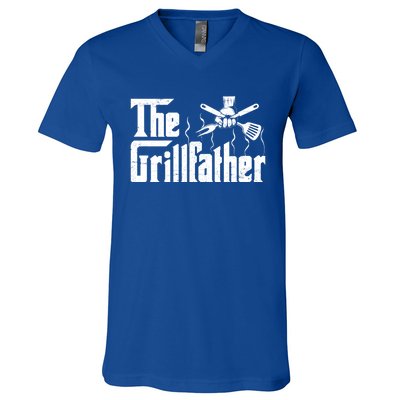 The Grillfather Funny Retro Barbecue Lover Bbq And Grilling Great Gift V-Neck T-Shirt