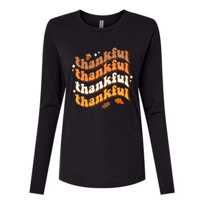 Thankful Groovy Family Thanksgiving Matching Outfits Womens Cotton Relaxed Long Sleeve T-Shirt