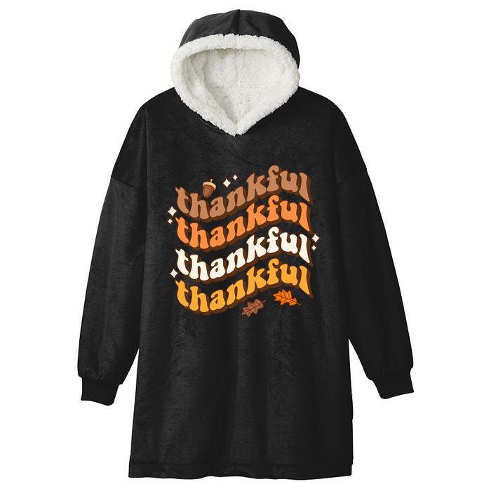 Thankful Groovy Family Thanksgiving Matching Outfits Hooded Wearable Blanket