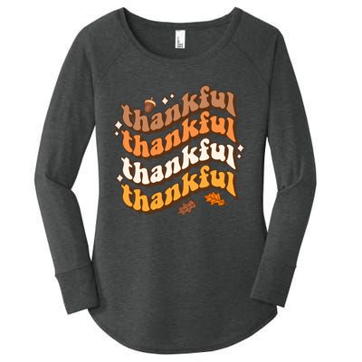 Thankful Groovy Family Thanksgiving Matching Outfits Women's Perfect Tri Tunic Long Sleeve Shirt