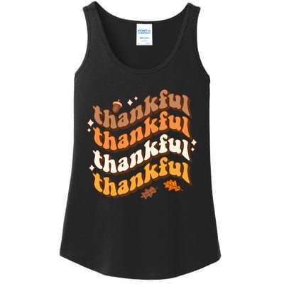 Thankful Groovy Family Thanksgiving Matching Outfits Ladies Essential Tank