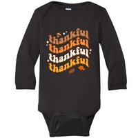 Thankful Groovy Family Thanksgiving Matching Outfits Baby Long Sleeve Bodysuit