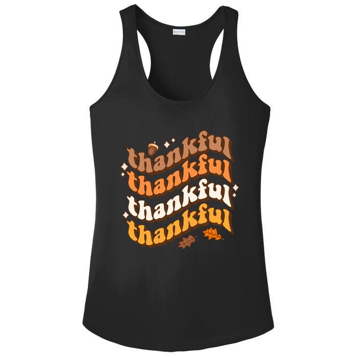 Thankful Groovy Family Thanksgiving Matching Outfits Ladies PosiCharge Competitor Racerback Tank