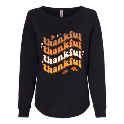 Thankful Groovy Family Thanksgiving Matching Outfits Womens California Wash Sweatshirt