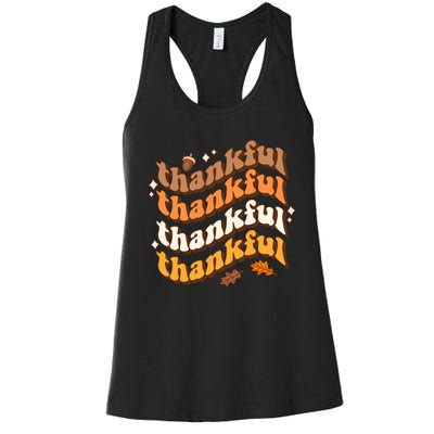 Thankful Groovy Family Thanksgiving Matching Outfits Women's Racerback Tank