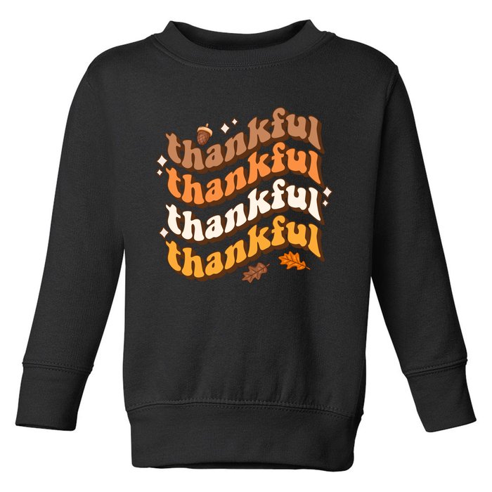 Thankful Groovy Family Thanksgiving Matching Outfits Toddler Sweatshirt