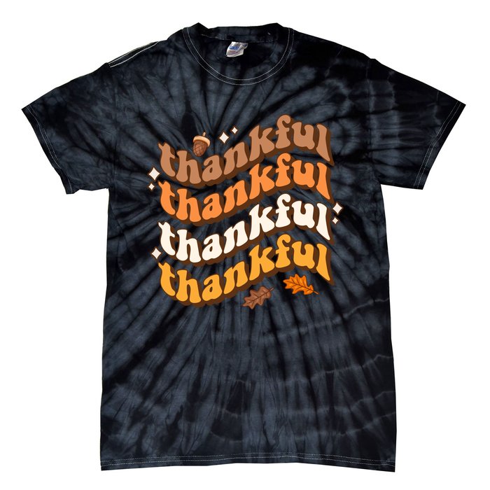 Thankful Groovy Family Thanksgiving Matching Outfits Tie-Dye T-Shirt