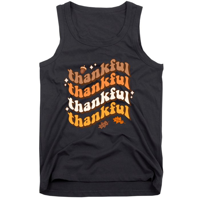 Thankful Groovy Family Thanksgiving Matching Outfits Tank Top