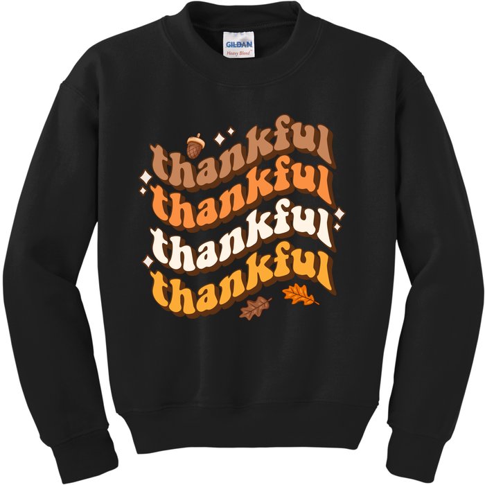 Thankful Groovy Family Thanksgiving Matching Outfits Kids Sweatshirt