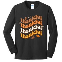 Thankful Groovy Family Thanksgiving Matching Outfits Kids Long Sleeve Shirt