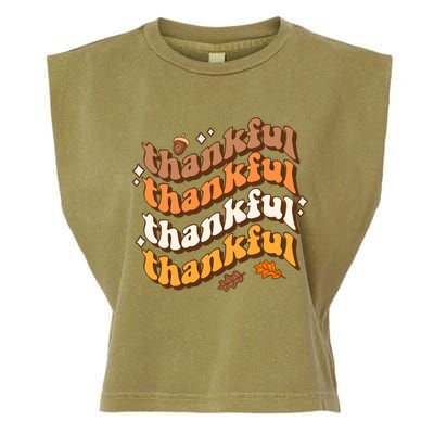 Thankful Groovy Family Thanksgiving Matching Outfits Garment-Dyed Women's Muscle Tee