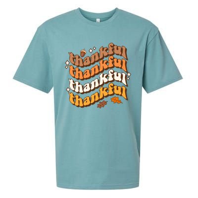 Thankful Groovy Family Thanksgiving Matching Outfits Sueded Cloud Jersey T-Shirt