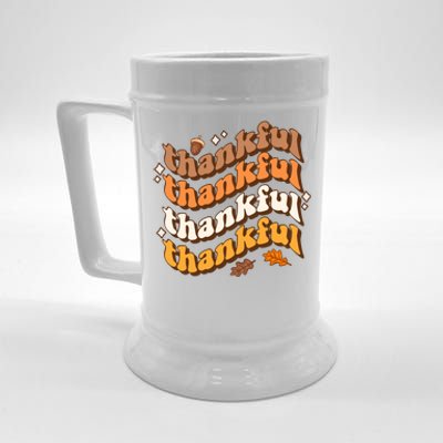 Thankful Groovy Family Thanksgiving Matching Outfits Beer Stein