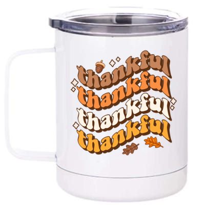 Thankful Groovy Family Thanksgiving Matching Outfits 12 oz Stainless Steel Tumbler Cup