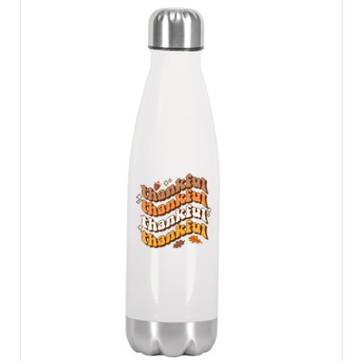 Thankful Groovy Family Thanksgiving Matching Outfits Stainless Steel Insulated Water Bottle