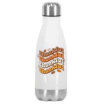 Thankful Groovy Family Thanksgiving Matching Outfits Stainless Steel Insulated Water Bottle