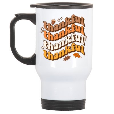 Thankful Groovy Family Thanksgiving Matching Outfits Stainless Steel Travel Mug