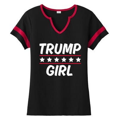 Trump Girl Funny Female Voter Slogan 2024 Election Statement Ladies Halftime Notch Neck Tee